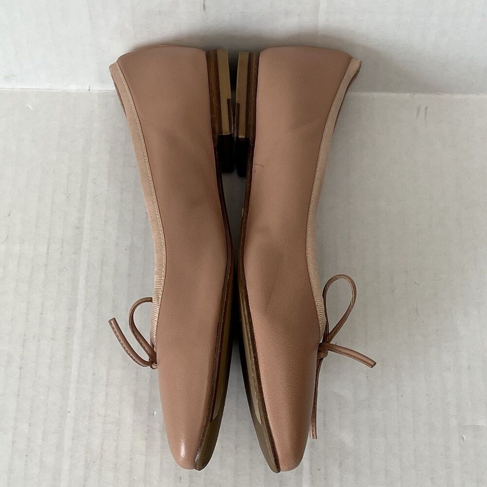 Margaux The Pointe Nude Leather Pointed Toe Ballet Flats Bow Preppy EU 36.5 US 6 - Picture 6 of 16
